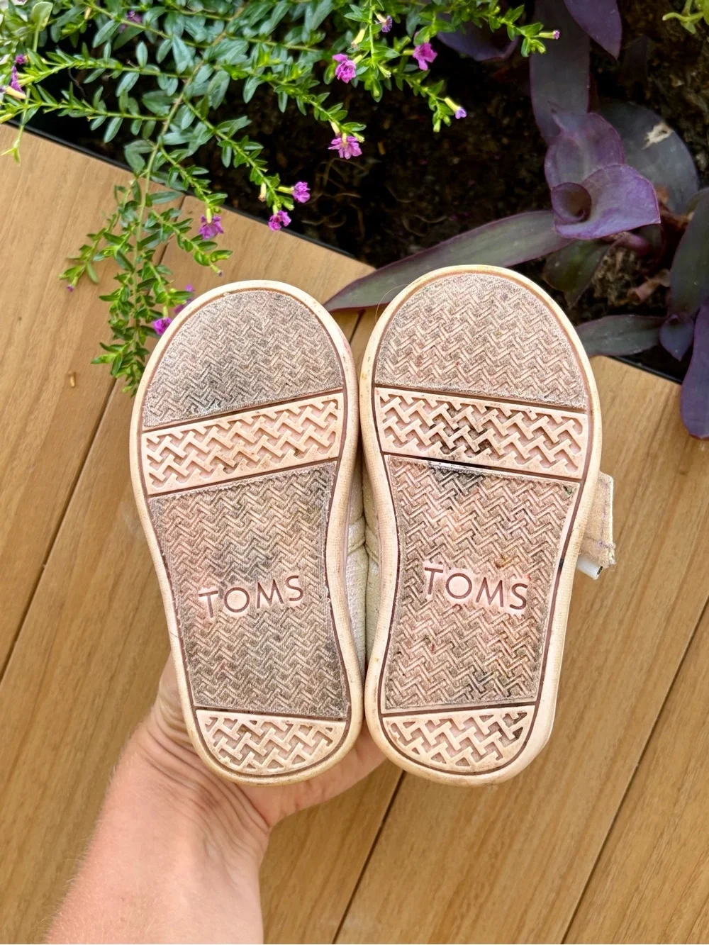 Toms Kids Metallic Champagne Slip-On Shoes